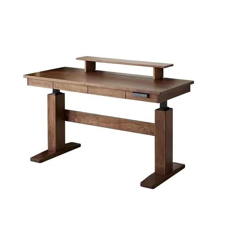 North American Black Walnut Adjustable Height Sit Stand Desk Ergonomic Computer Desk for Home Office