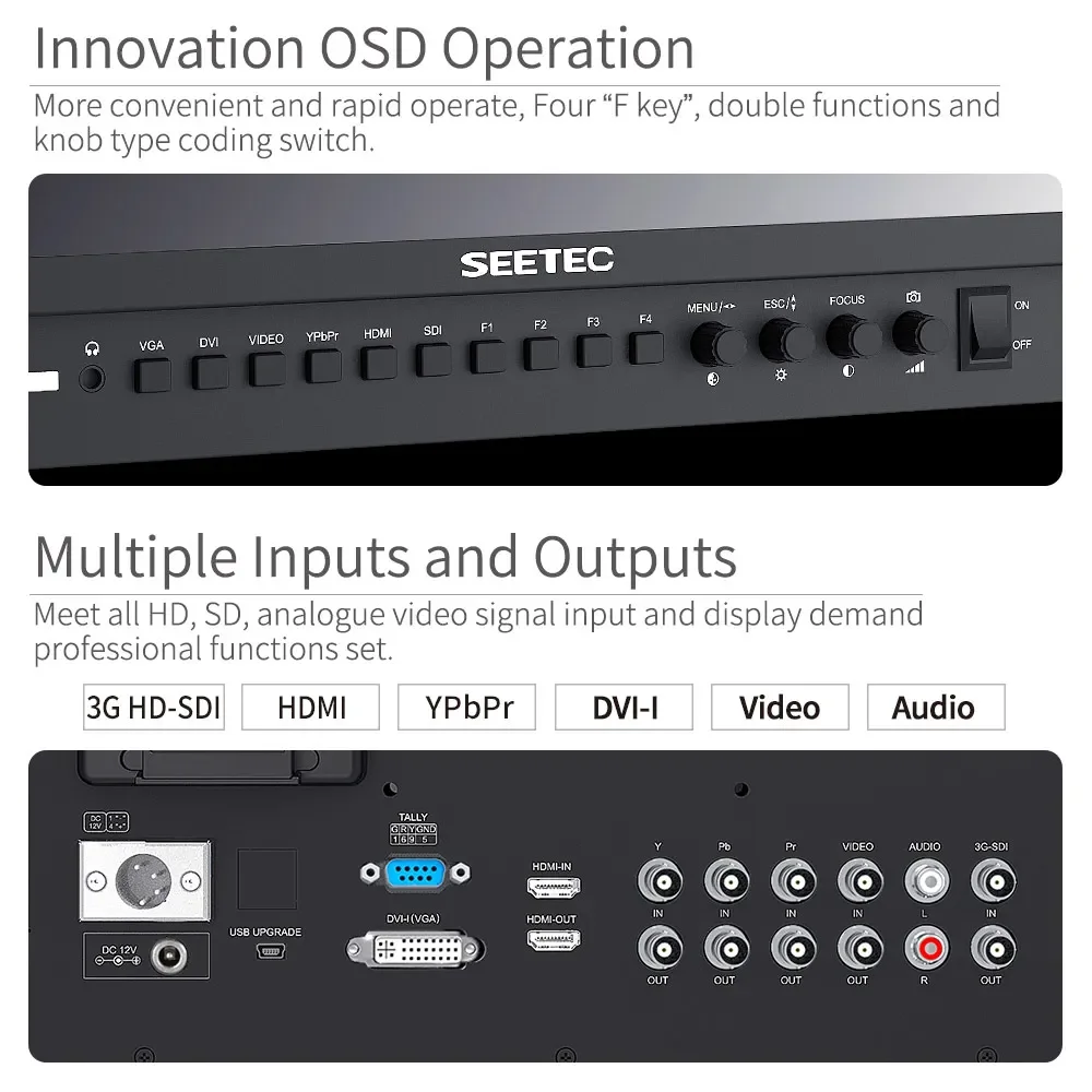 شاشة بث SEETEC مقاس 17.3 بوصة P173-9HSD IPS 3G-SDI HDMI 4K تصميم ألومنيوم شاشات كريستال بلورية 1920x1080 للكاميرات حقل أفلام DSLR