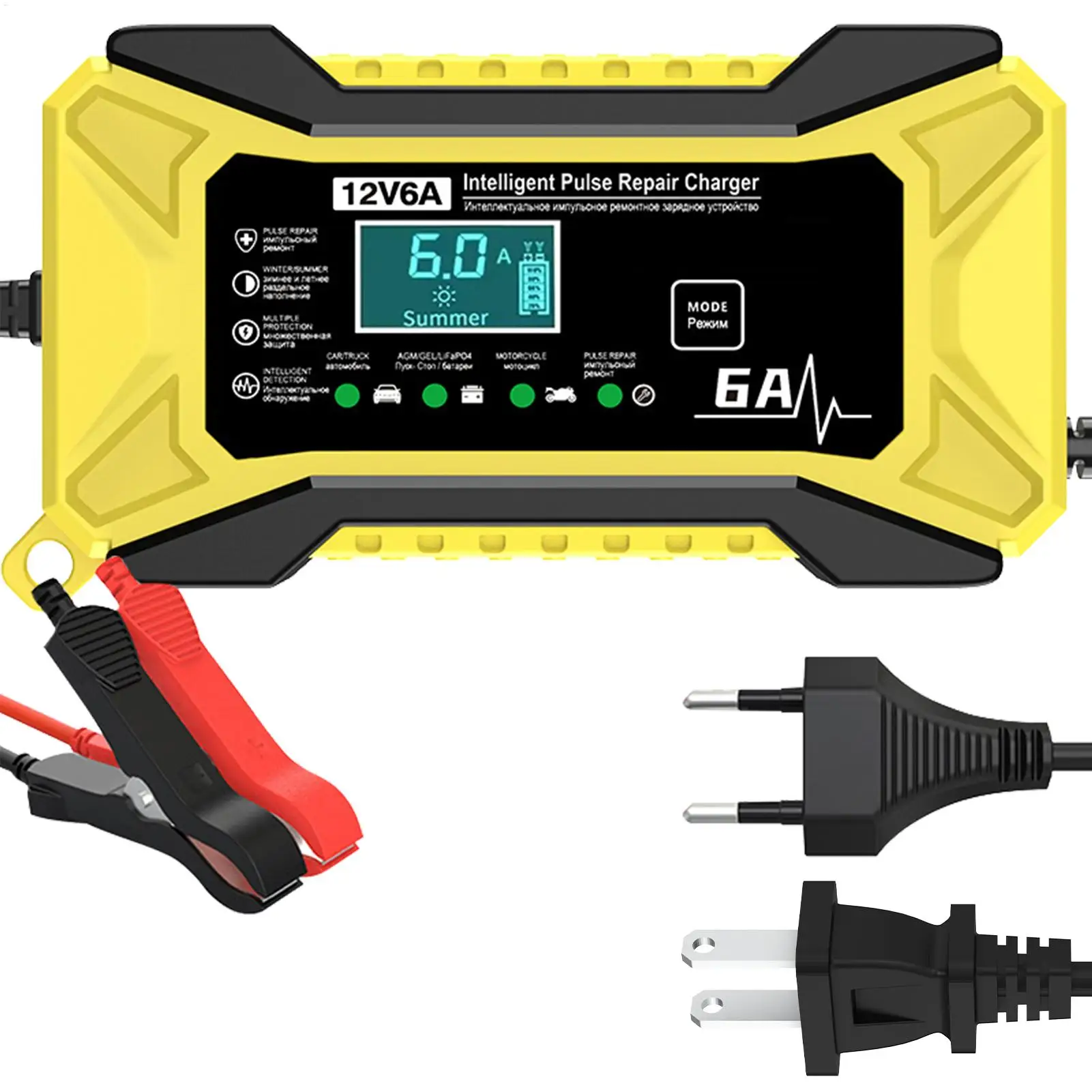 

Автомобильное зарядное устройство, портативное умное зарядное устройство 12 В, автомобильная электроника с ЖК-дисплеем и температурной компенсацией для