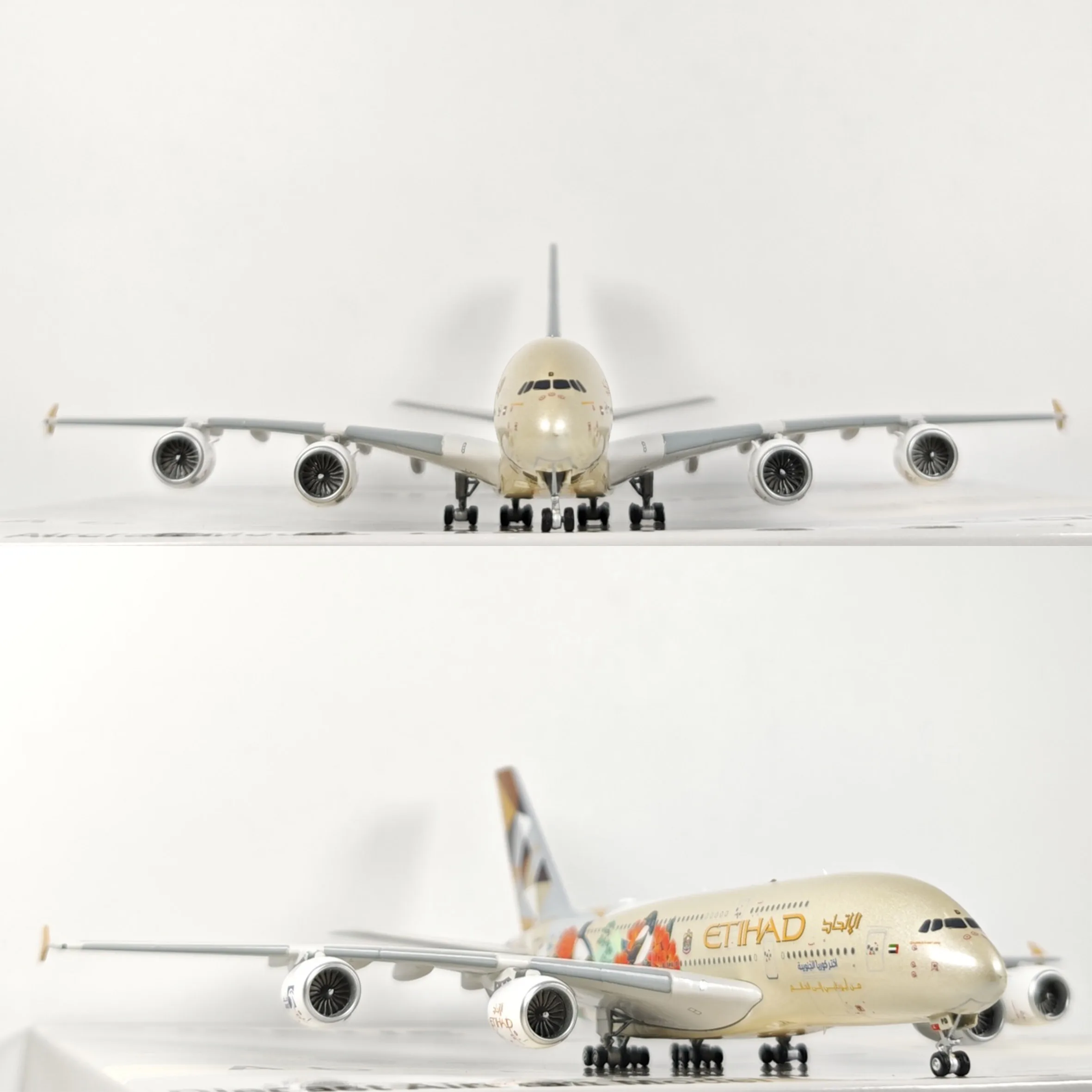 نموذج طائرة AV4293 1/400 Etihad A380 A6-APD (مطلي كوري) نموذج طائرة معدات الهبوط من سبيكة قابلة للفصل