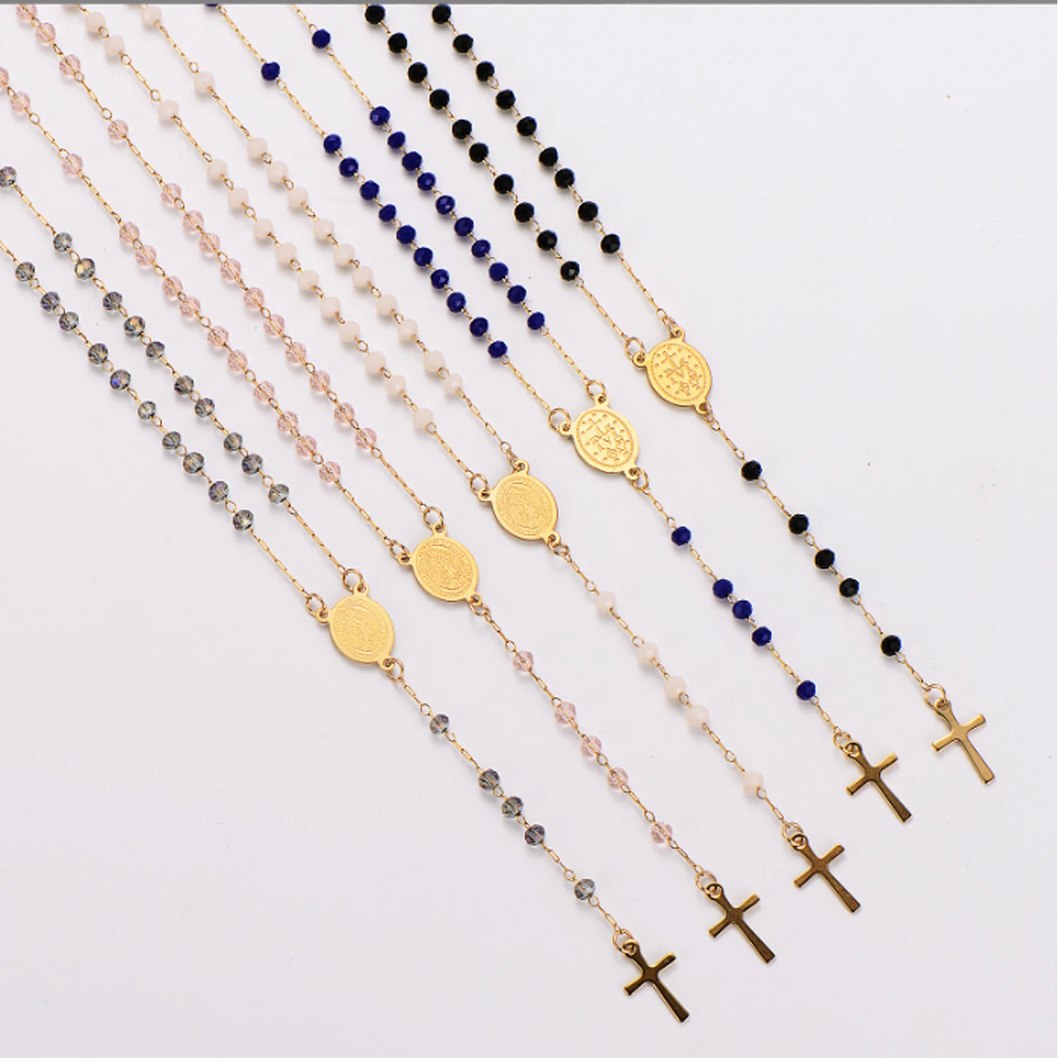 Personalized Stainless Steel Round Brand Madonna Statue Cross Pendant Necklace Girls' Niche Jewelry Clearance Low Price Sale
