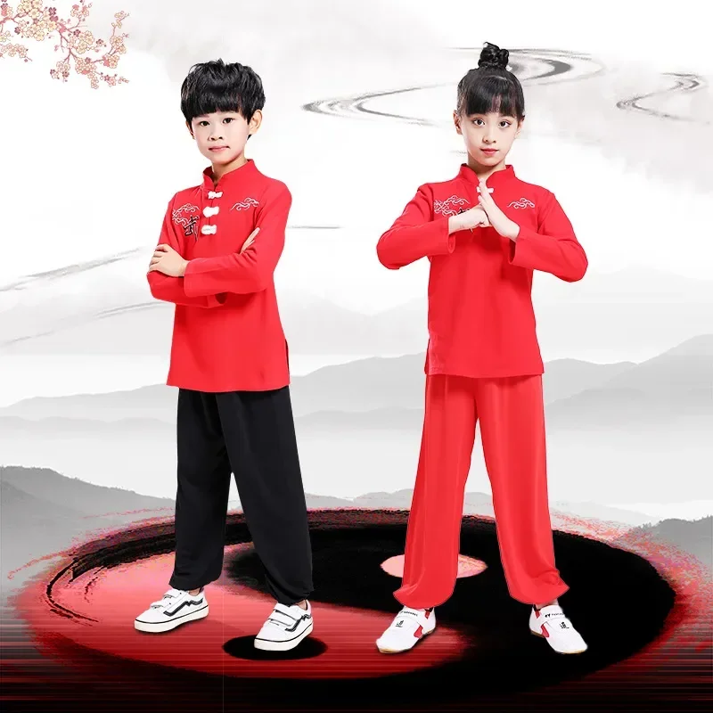 Fato de Wushu de manga curta e longa infantil, roupas juvenis, roupas de Kung Fu Performance, estudantes de Tai Chi