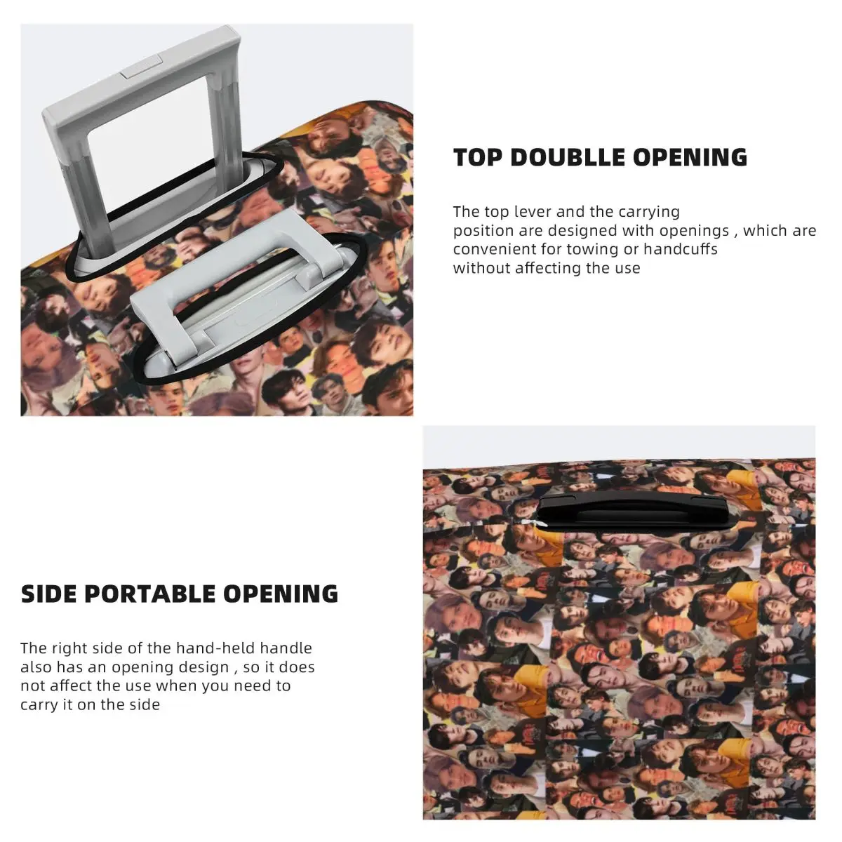 Louis Partridge Photo Collage Suitcase Cover Protection Elastic Trip Luggage Protector Covers for 18-32 Inch