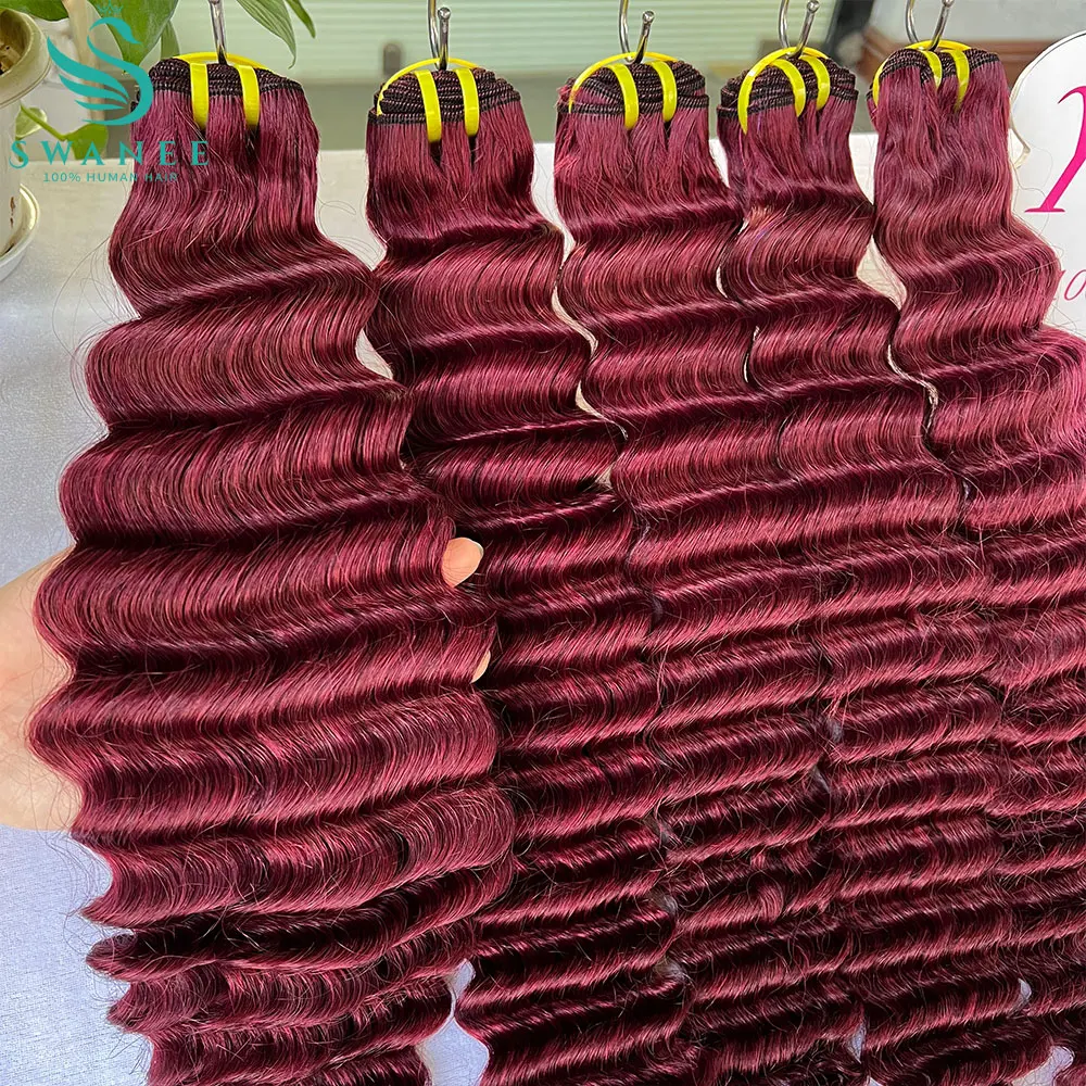 

99j Bundles Burgundy Deep Wave Human Hair Bundles 16-24 inch Wine Red Bundles Human Hair Unprocessed Virgin Hair