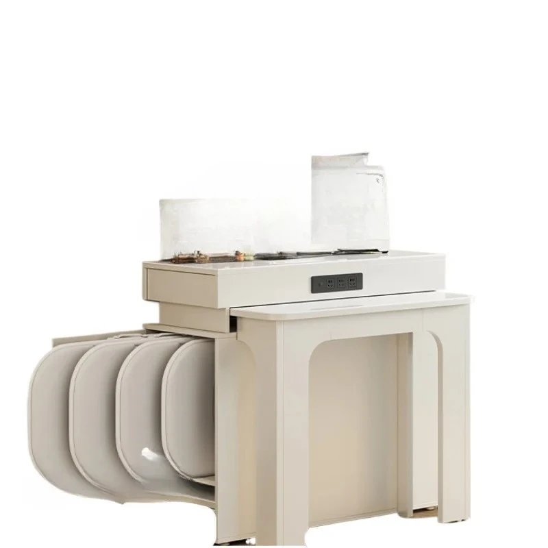 

ZF Dining Table Cream Style Household Folding Small Apartment Stone Plate Dining Table Light Luxury Rectangular