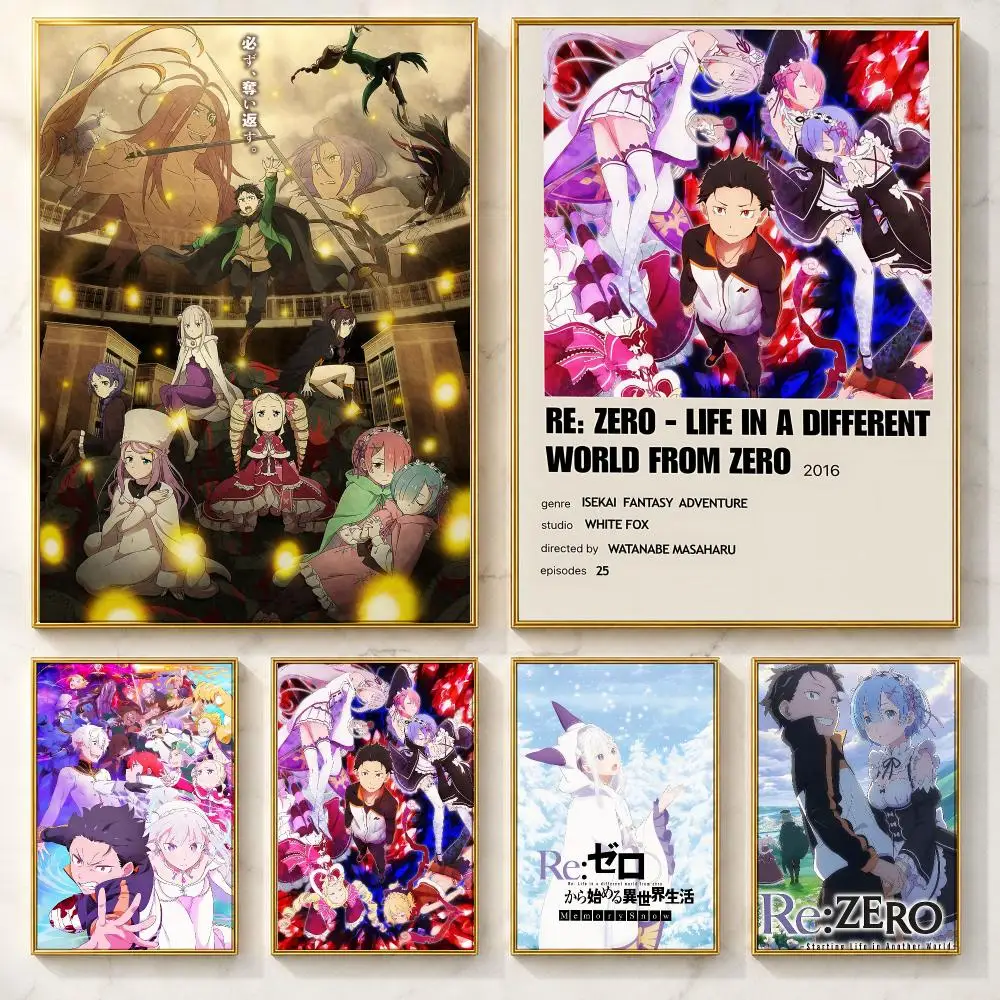 Legendary Anime R-Re:Zero − Starting Life in Another WorldS Poster Self-adhesive Art Poster Decoracion Painting Wall Art White