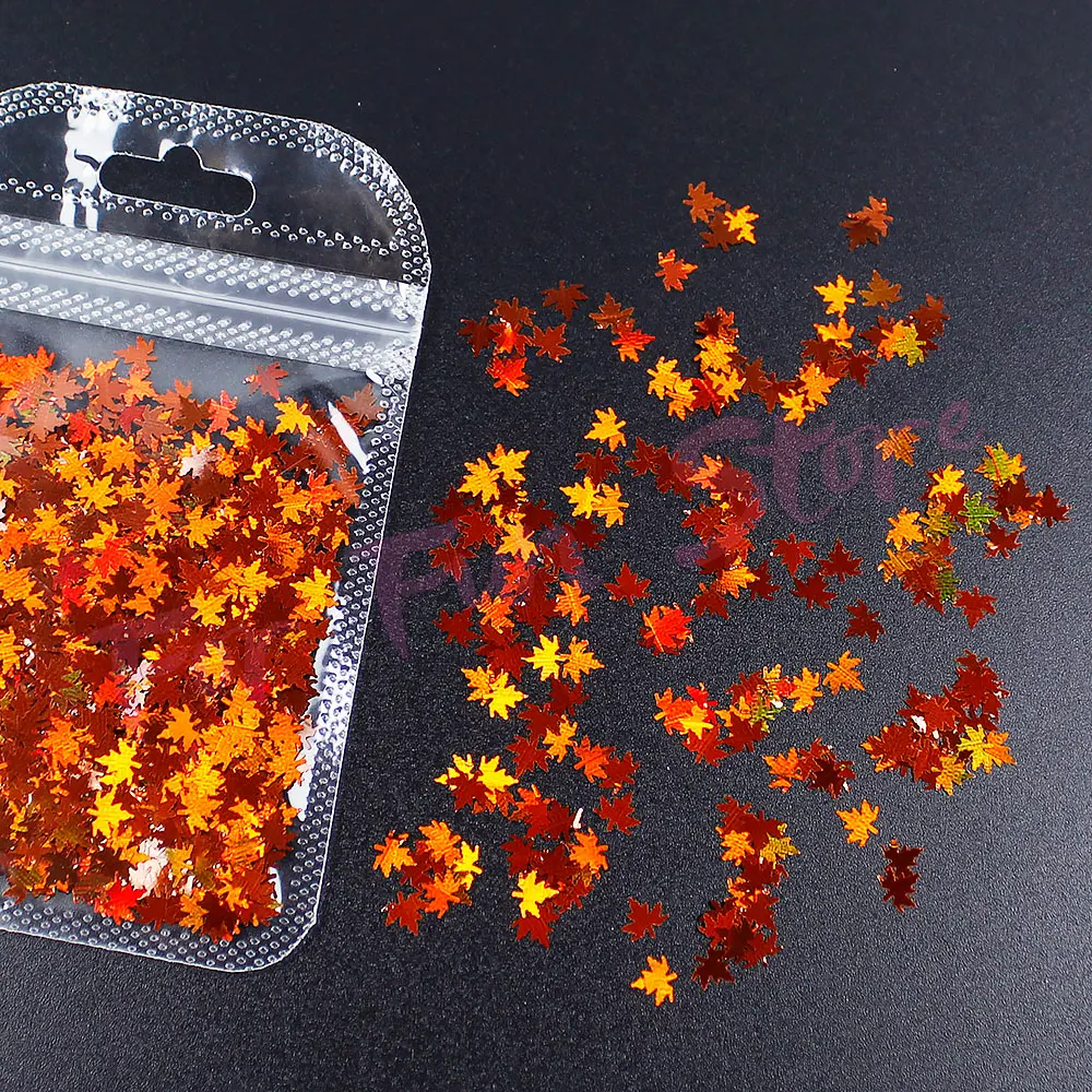 For Fun Maple Leaf Sequins Gold Silver Laser Glitter Resin Filler Flakes DIY Nail Decorations Earrings Jewelry Making Supplies