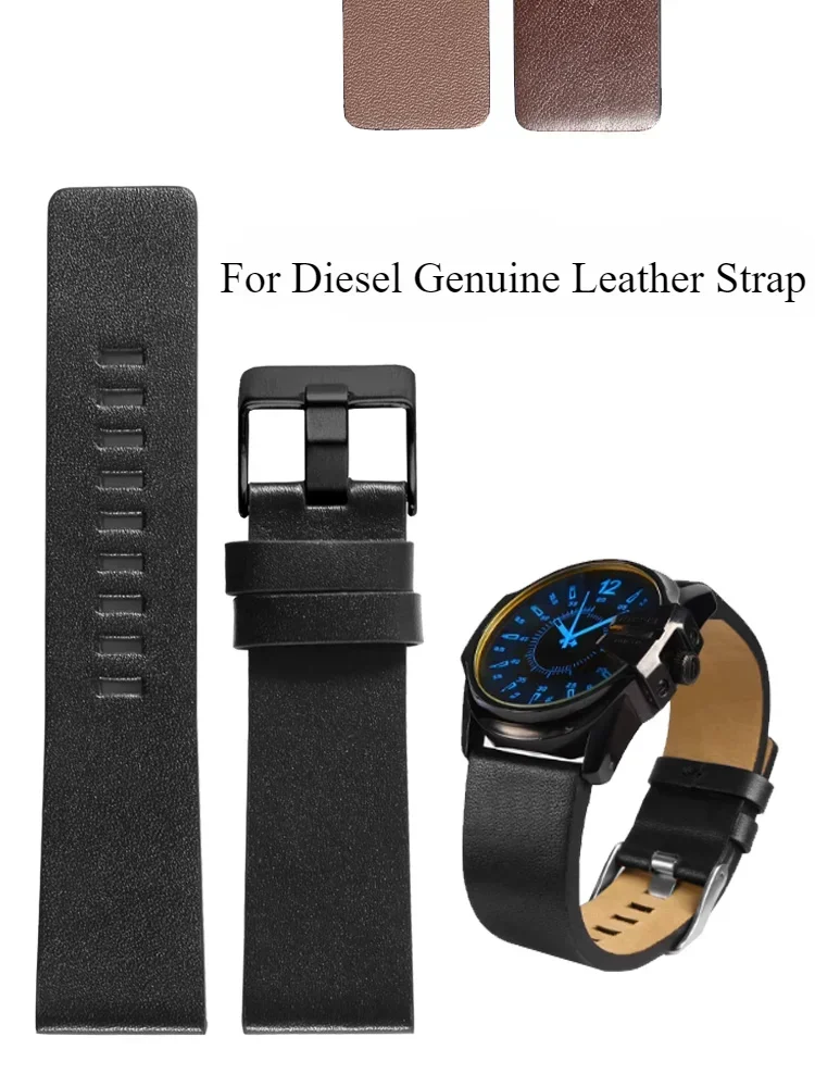 Durable Comfortable Genuine Leather Watchbands for Diesel Dz4343 Dz4405 Dz7257 Dz4423 Waterproof Cow Leather Strap 22 24 26 28mm