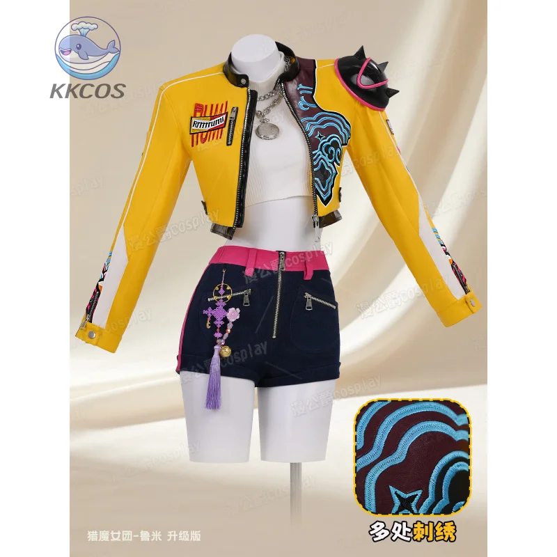 Лидер продаж, обновленный высококачественный костюм для косплея «Охотник на демонов», Руми, костюм для косплея, версия для кино, Kpop, сценический наряд для женщин KKCos Лидер продаж, обновленный высококачественный костюм для косплея «Охотник на демонов», Руми, костюм для косплея, версия для кино, Kpop, сценический наряд для женщин KKCos