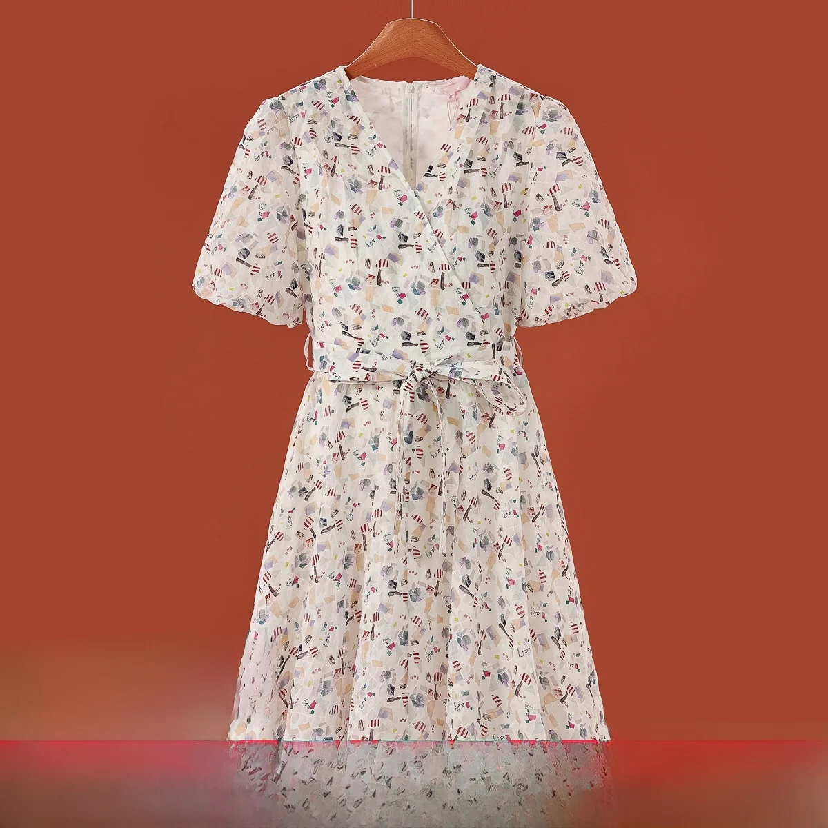 Stampa floreale estiva V-ne Bubble Sve Dr con cintura in cotone 00% ort Sve Versione H Casual Sle da donna Dr