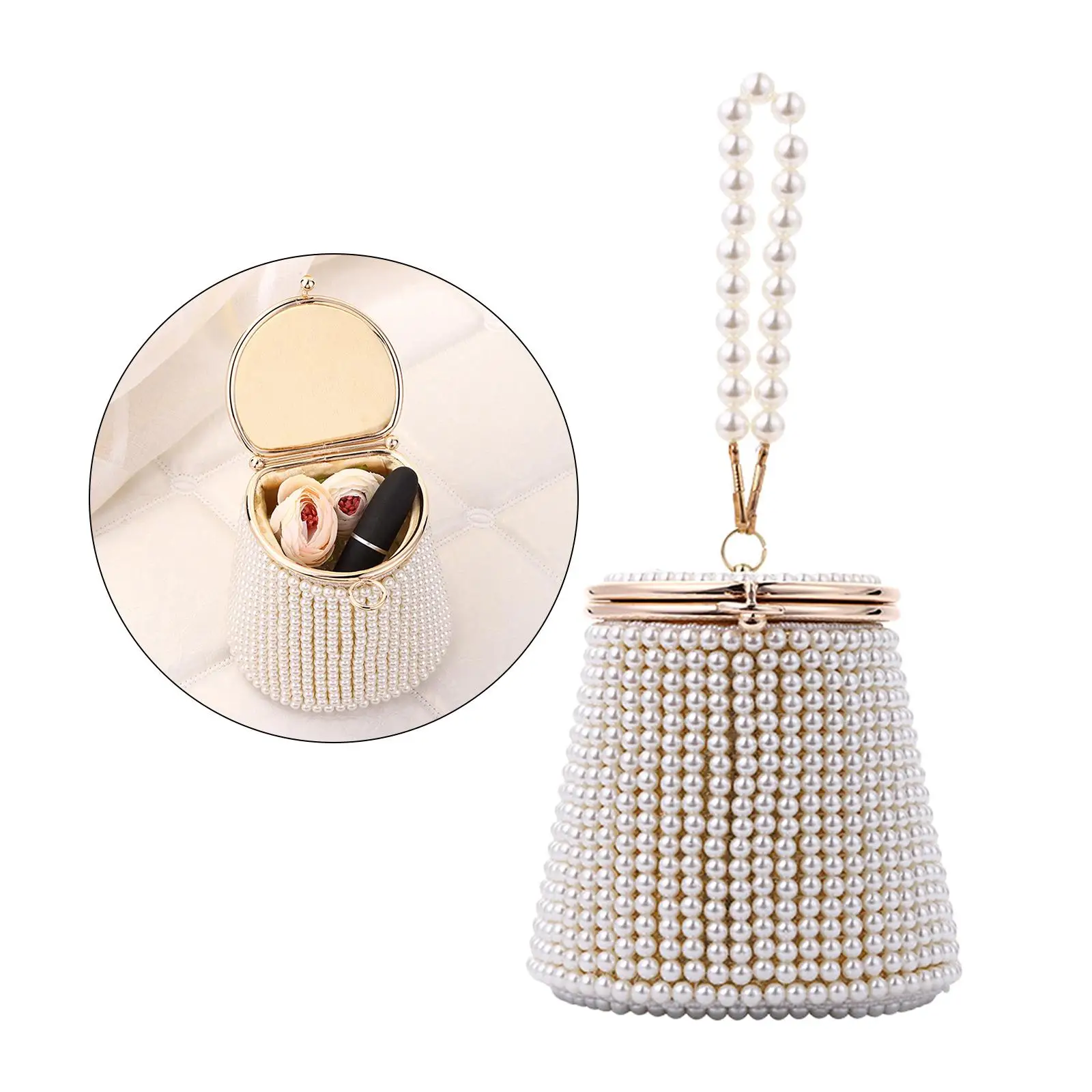 

Fashion Elegant Pearl Bucket Bag Tote Bag for Evening Dinner Birthday Gift