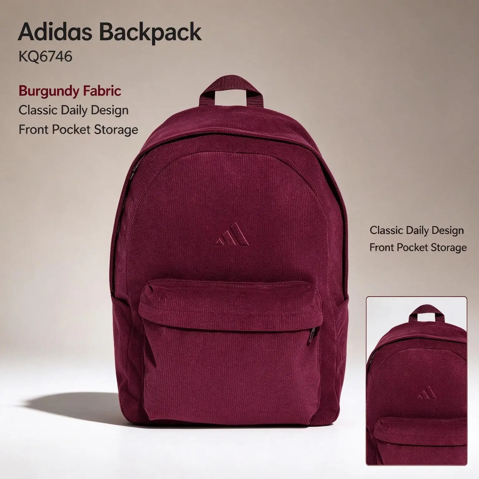zaino-adidas-ess-cord-bp-kq6746-colore-bordeaux-modello-classico-per-l’uso-quotidiano-realizzato-in-tessuto-morbido-con-tasca-frontale-ideale-per-il-tempo-libero-i-viaggi-e-la-scuola