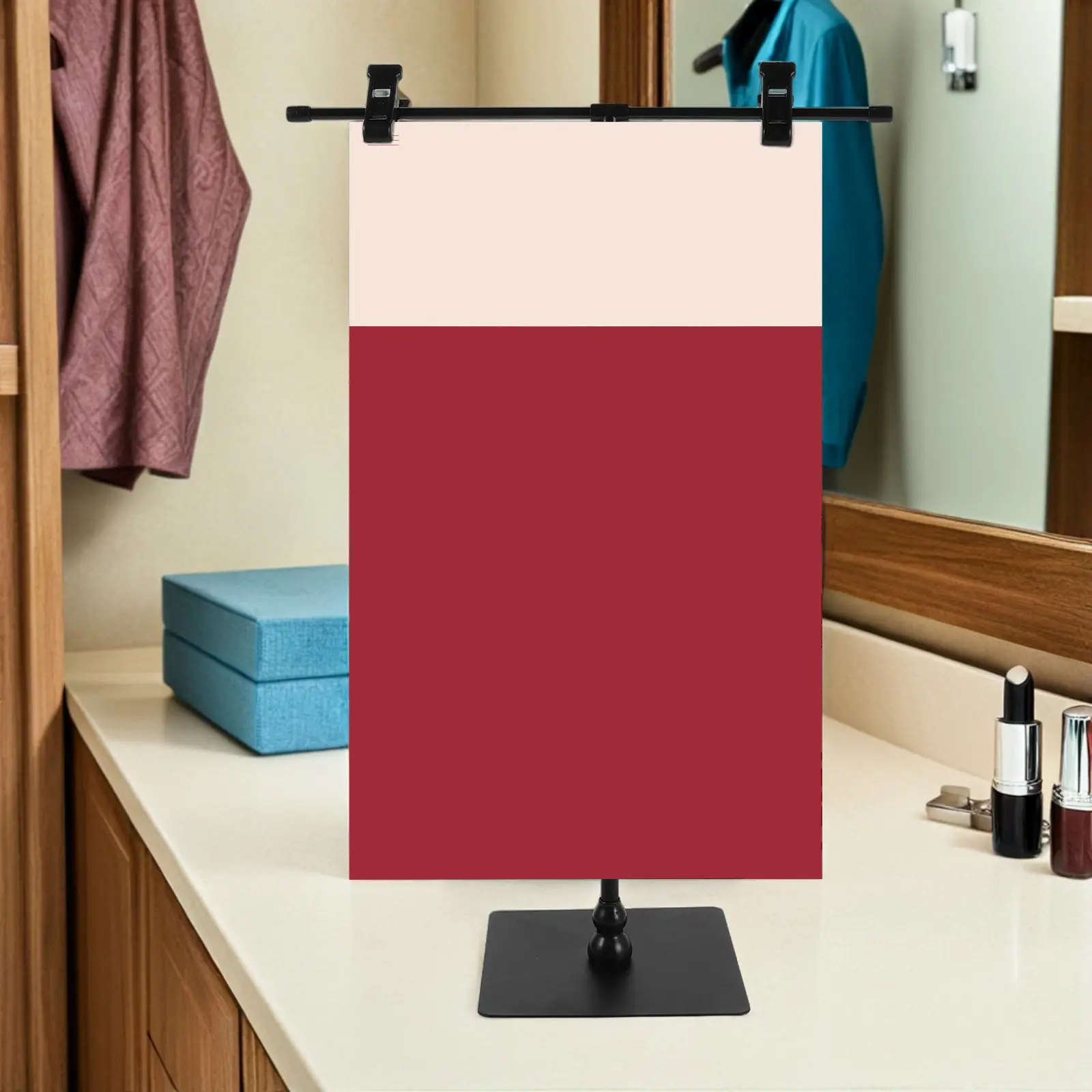2Pcs T Shaped Poster Holder Clip Adjustable Tabletop Banner Display Desktop Sign Stand Commercial Advertising Rack