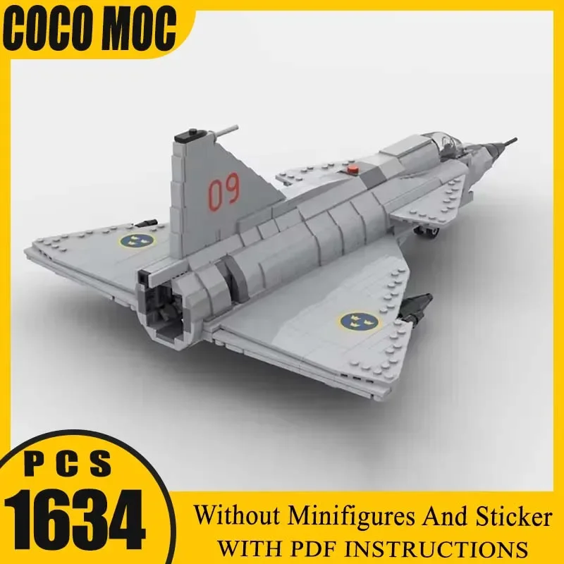 

Technology Modular Blocks Military Model 1: 35 JA AJ-37 Viggen Fighter Gift Christmas Toys Moc Building Bricks DIY Sets Assembly