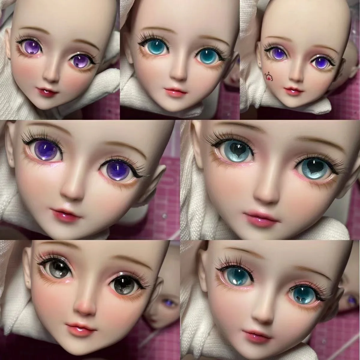 1/3 BJD Doll Head Handmade Makeup Head With 3D Eyes Long Eyelashes Fit For 60CM Doll DIY Toys For Girl Art Creator Gift