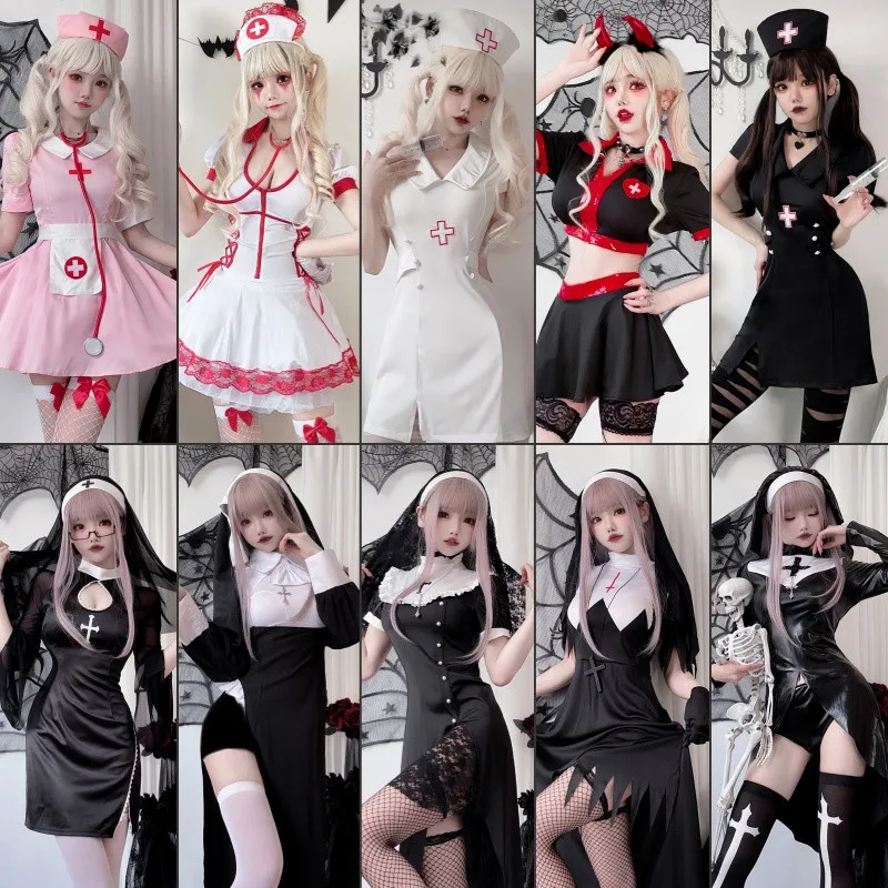 

Halloween Nun Zombie Vampire Cosplay Costume 14Style Women Festival Dress Terror Sister Party Disguise Halloween Role-play Suits