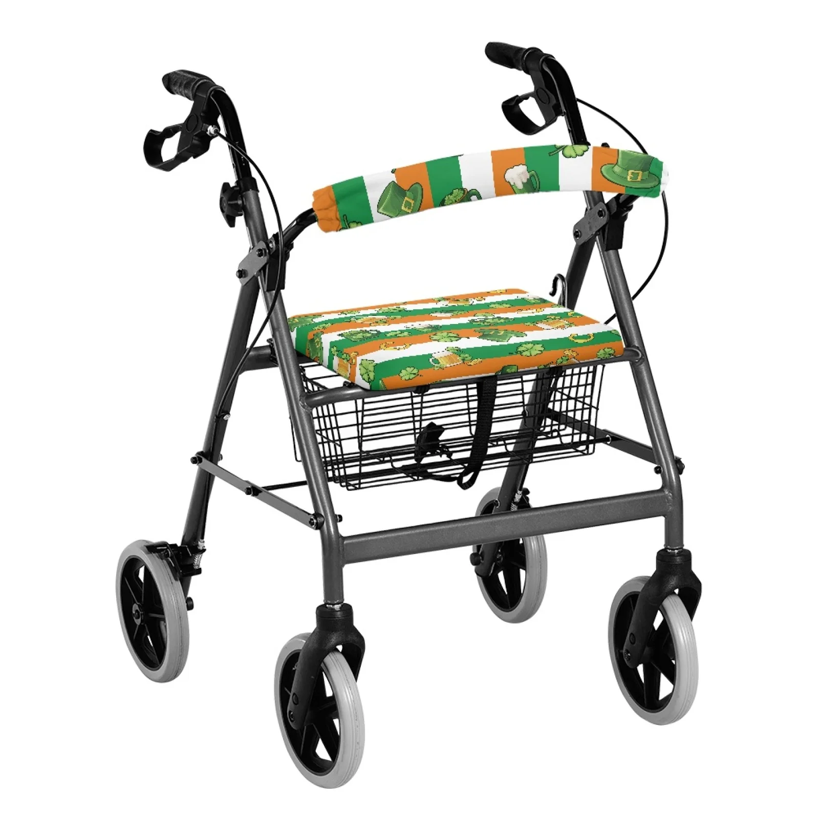 Coloranimal Irish Flag and Clover Pack of 2 Walker Seat Set Polyester Fabric Walker Seat Cushion Cover for Senior Ladies view 2