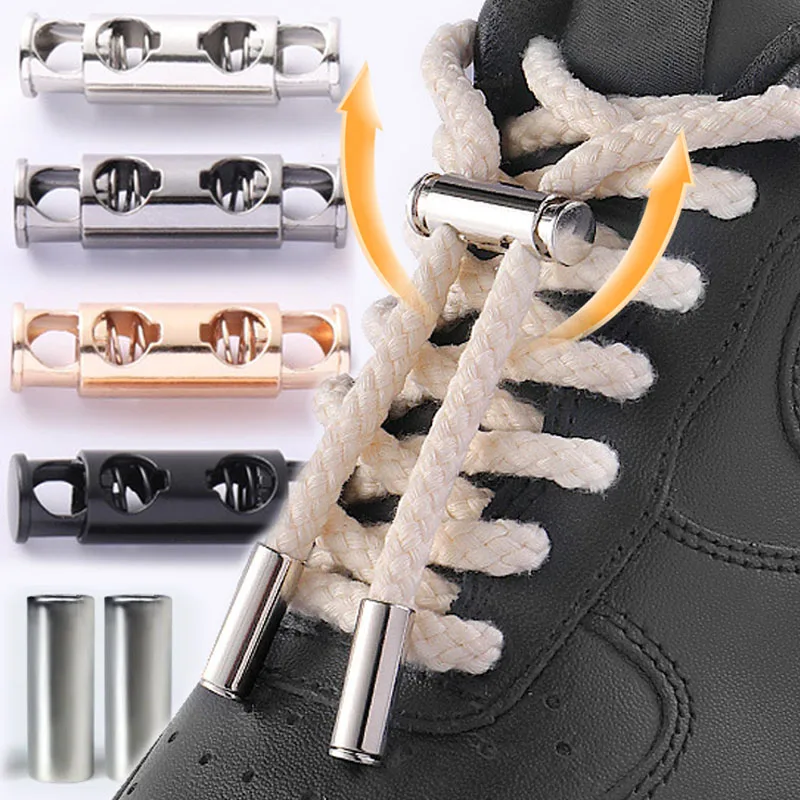 10Pcs/set Handmade Double Hole Head Shoelaces Buckles Metal  Vintage DIY Sewing Tool Drawstring Stopper Toggles Cord Lock Clasp
