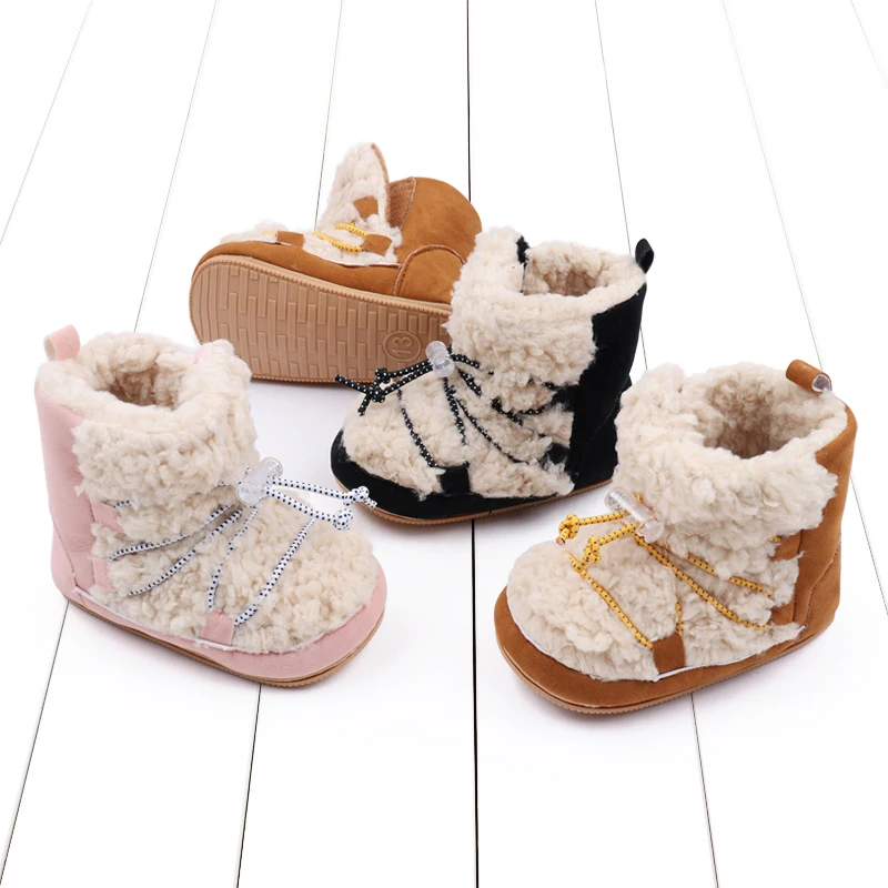 Yibubu Brown Baby Shoes Cute and Fashionable Warm Flat Boots for Babies Indoor with Anti-Skid Feature Newborns Sandals In Winner