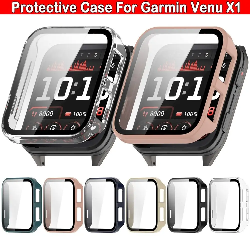 PC + Casing Pelindung Tempered Pelindung Layar Bumper Anti Gores Cakupan Penuh Cangkang Penutup Ultra-HD untuk Garmin Venu X1