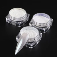 Lune clair de lune perle blanc ongles paillettes poussière Chrome Aurora blanc frottant sur poudre coquille miroir Pigment Nail Art fournitures décoration 4