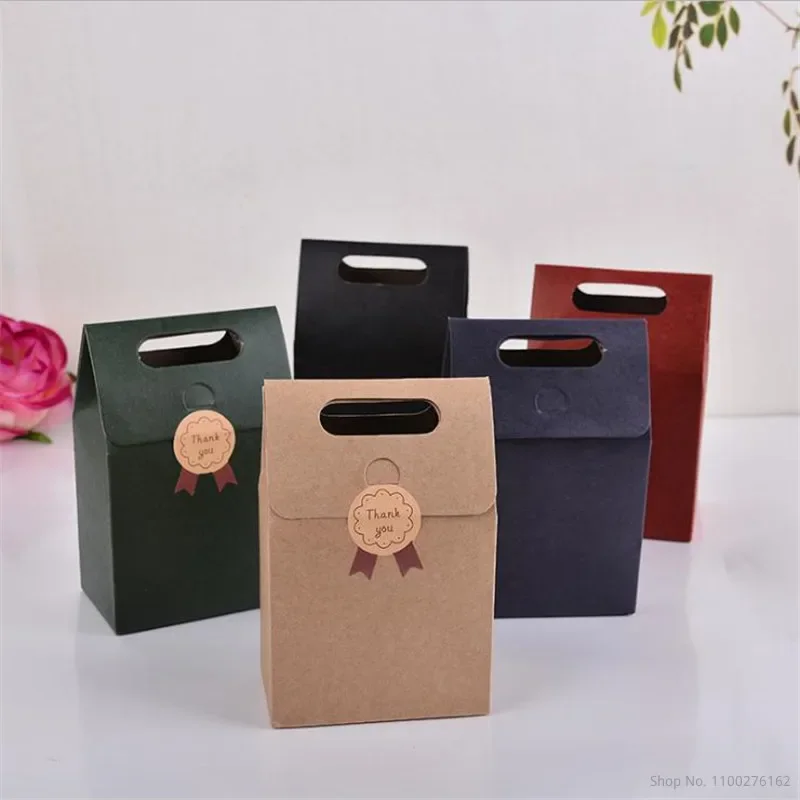 12pcs/Lot Flip Lid Kraft Paper Box,Envelope Bags for Cookie Candy,Wedding Favor Package Bag,Red,Brown,Blue,Green,Black Gift Bags