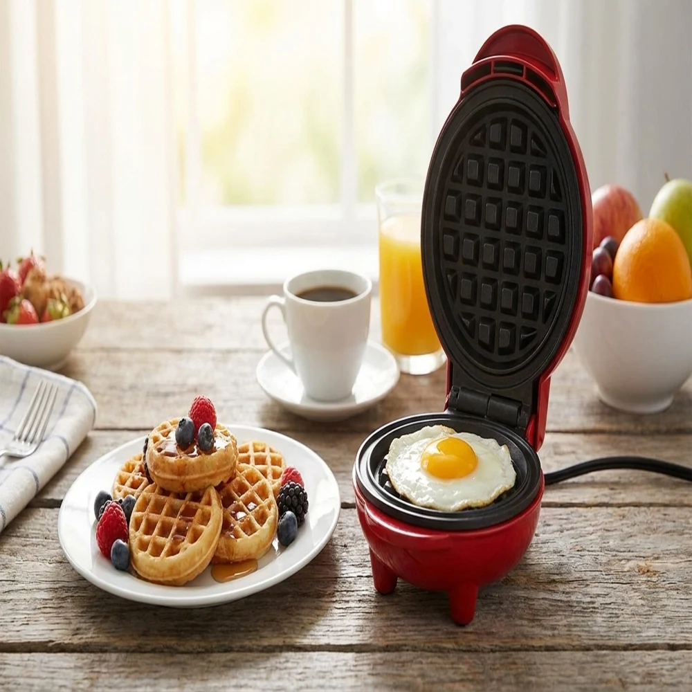 

350W Mini Multifunctional Electric Waffle Maker Non-stick Breakfast Mold 110V/220V Quick Bake 3-5 Mins Double Layer Sandwich Cak