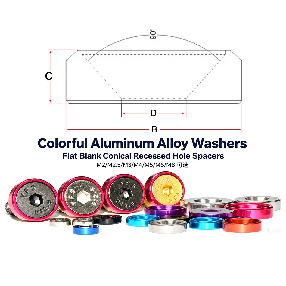 Colorful Aluminum Alloy Washers | Flat Blank Conical Recessed Hole Spacers | OP Reinforcement Rings | Isolation Gaskets HHX