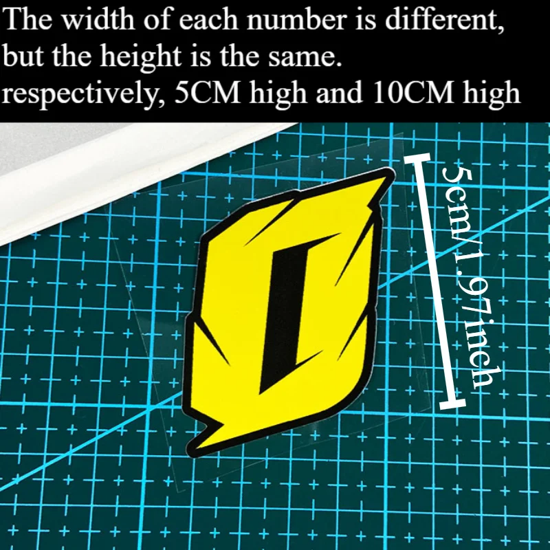 Yellow Racing Number Vinyl Decals 2PCS Waterproof 0-9 Stickers for Motorcycle Helmet Scooter Laptop Guitar DIY Custom Decor