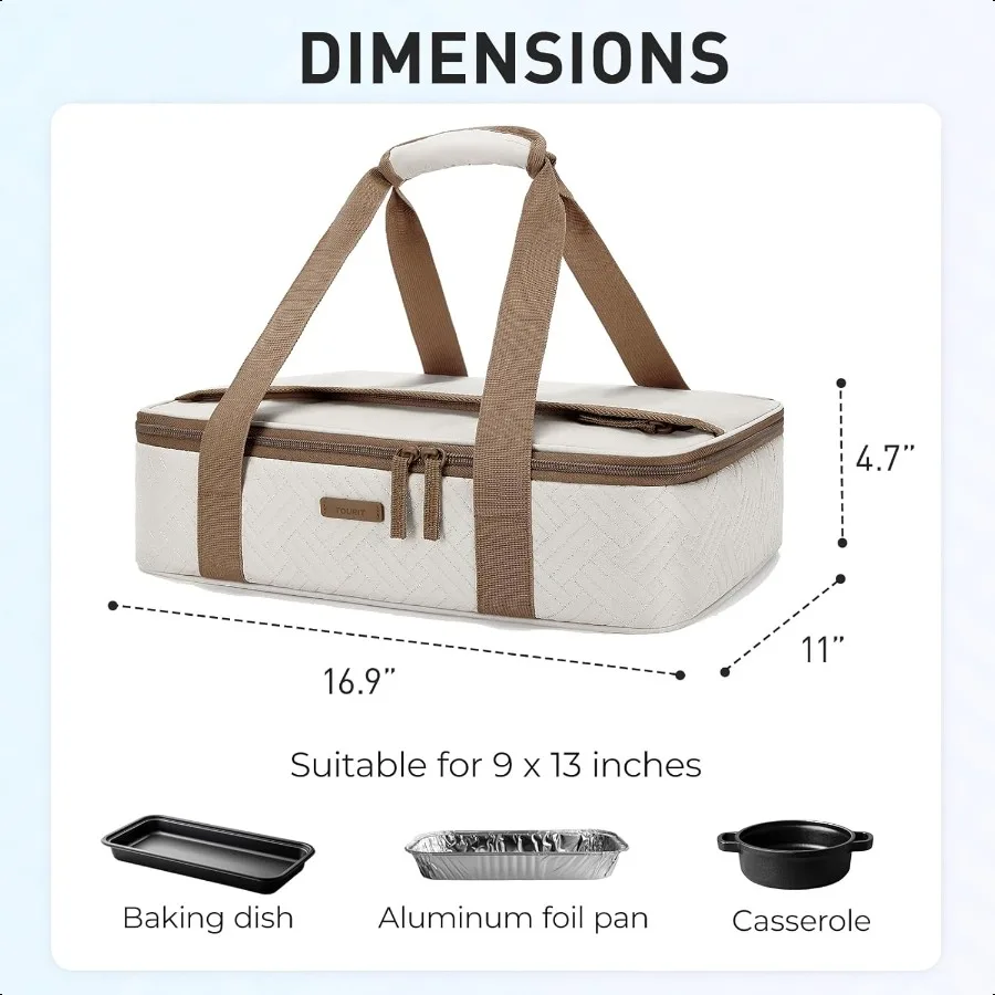 Food Warmer Heated Casserole Carrier Electirc 12V 110V Portable Food Warmer Insulated Casserole Carrier for Fits 9 x 13 Baking