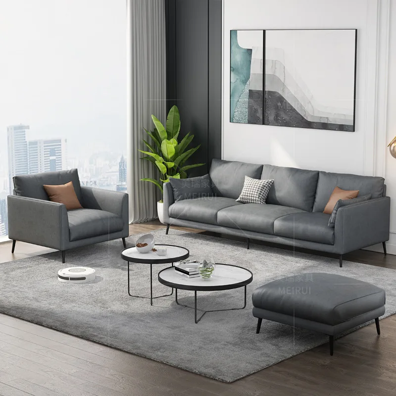 

Italian minimalist technology cloth sofa small apartment living room Nordic style simple light luxury double triple fabric sofa