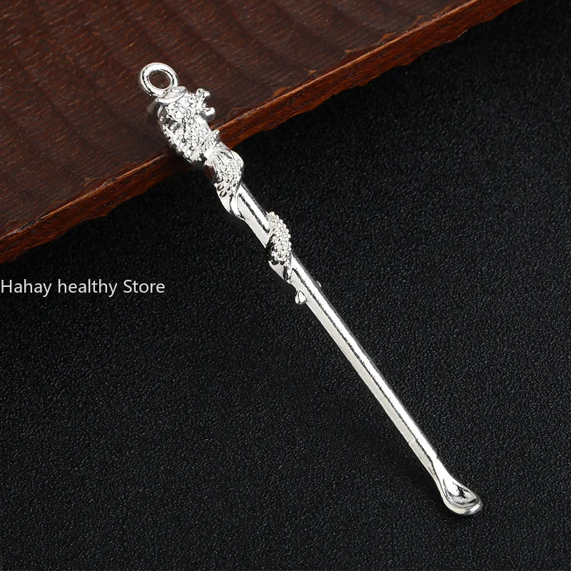 1Pcs Portable Ear Spoons Retro Brass Dragon Ear Cleaning Tool Outdoor Remover Cleaner Curette Ear Pick Wax Keychain Pendants