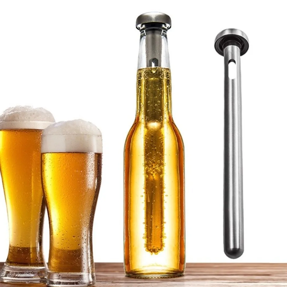 2-Pack Decorative Stainless Steel Beer Cooling Stick Sliver 8.46in Wine Chiller Stick Reusable Bottle Chiller Stick Home Bar