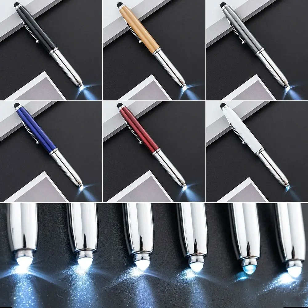 3PCS Writing Supplies Construction Tools With LED Light Multi-function Pen Capacitive Pen Outdoor Tool Ballpoint Pen