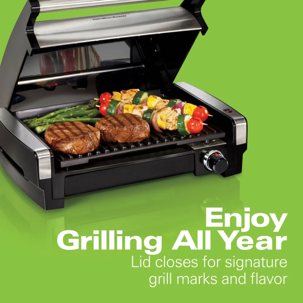 

2023 New Hamilton Beach 25360 Flavor Searing Indoor Grill BBQ Grills