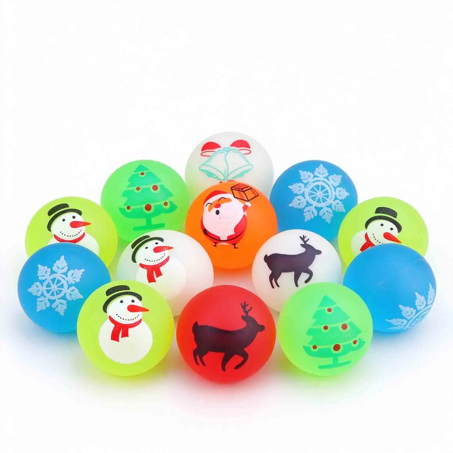 Christmas Bouncy Balls Fidget Toys Snowman Santa Claus Printed Glow in The Dark Bouncing Ball Stress Relief Sensory Toys