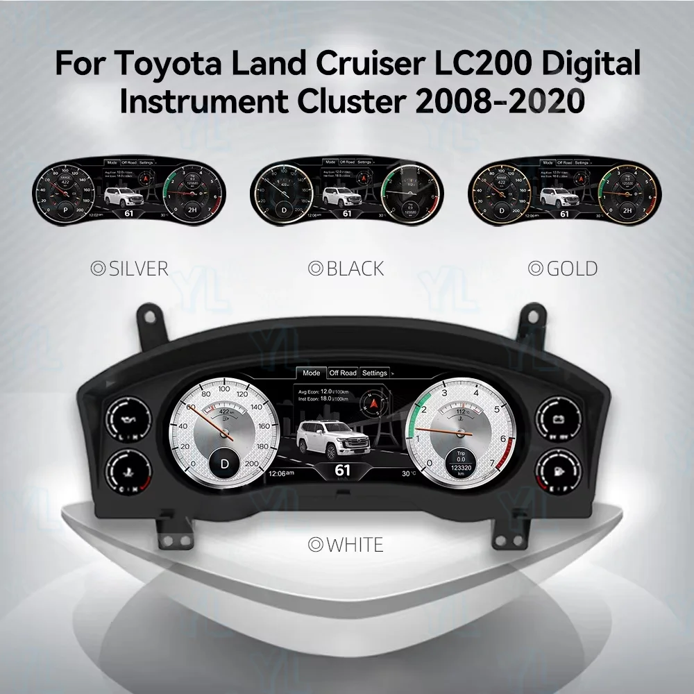 YF Linux System Car Digital Cluster For Toyota LandCruiser LC200 2008-2021 LCD Speedometer Multifunctional Instrument Dashboard