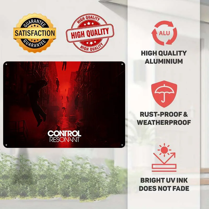 Control Resonant Game Art 3D Texture Printed Poster Custom Vintage Metal Tin Plate Sign for Wall Art Room Decorating Interior