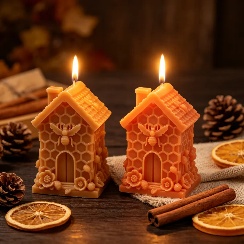 3D Honey Bee Hive House Silicone Candle Mold Flower Honeycomb Beehive DIY Aroma Resin Soap Plaster Mould Home Desktop Decor Gift