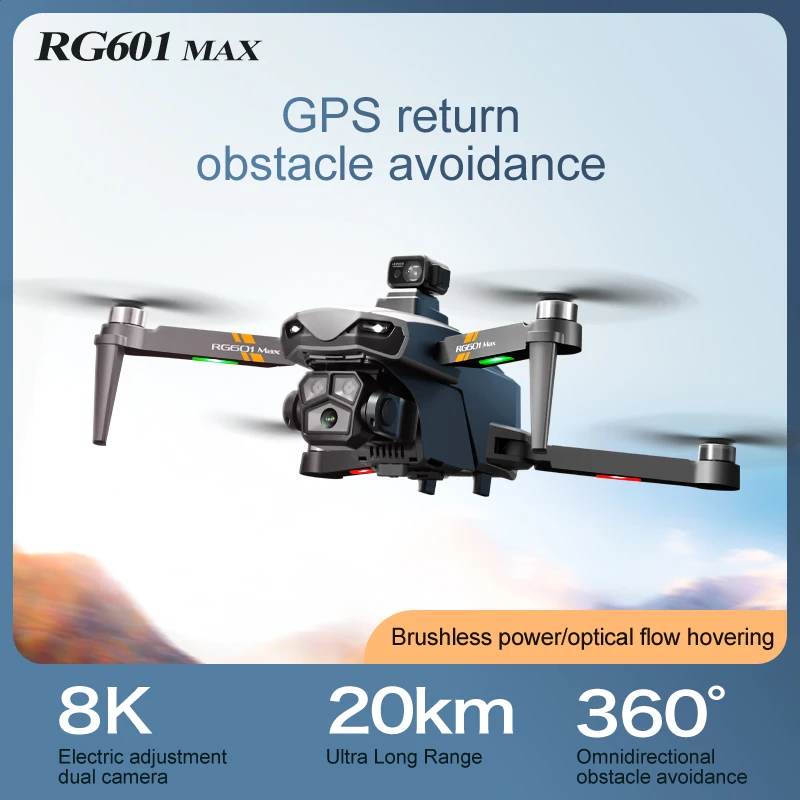 

RG601 MAX GPS Drone 8K Professional HD Dual Camera 5G Wifi Obstacle Avoidance Brushless Foldable Quadcopter RC Distance 2KM Dron