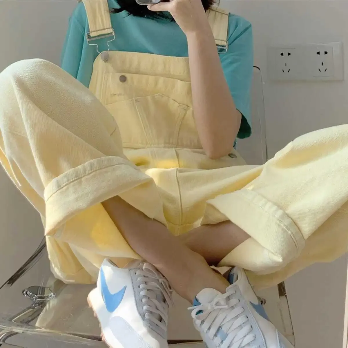 New Spring Women Bodysuit Jumpsuit Loose Oversize Yellows Sweet Overalls Fashion Casual female Cute playsuits plus size