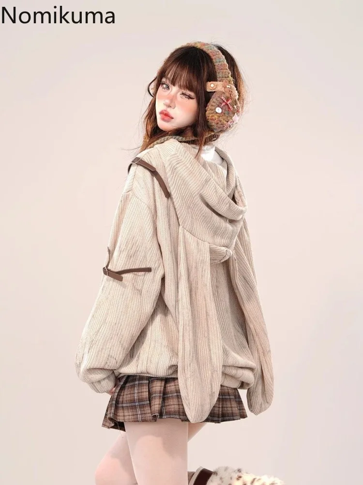 Rabbit Ears Hooded Sweatshirts 2024 Women Clothes Streetwear Oversized Hoodies Korean Y2k Tops Casual Fashion Hoodie Jackets