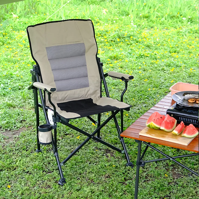 All-Terrain Folding Chair with Padded Backrest, Portable Chair, Reclining, Swivel, Director's, Fishing, Outdoor, Camping