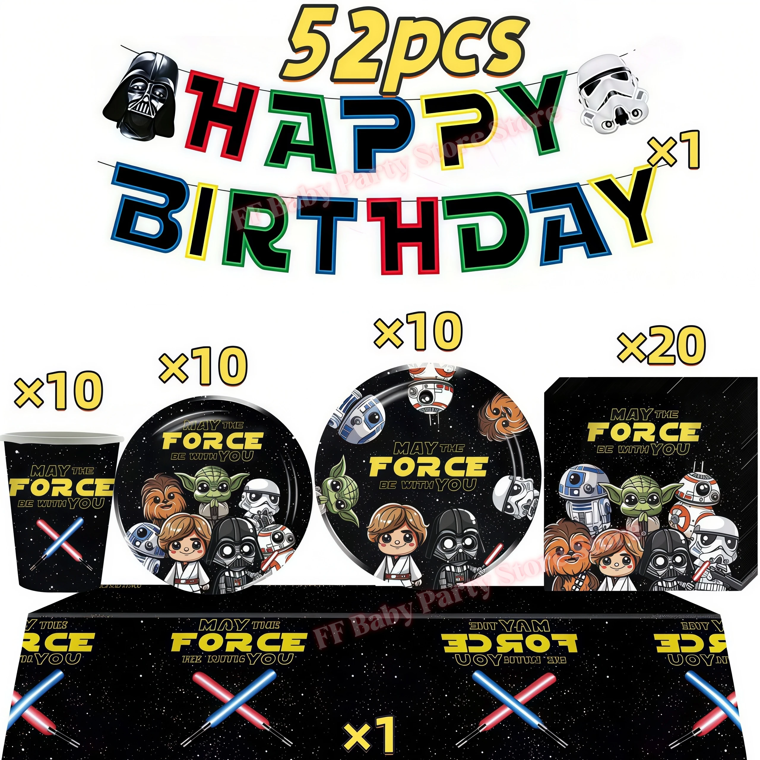 Star Wars Geburtstagsparty-Dekorationen Roboter-Tasse Teller Servietten Ballon Tischdecke für Jungen-Partys Baby-Shower-Zubehör Geschenk – Detail 31