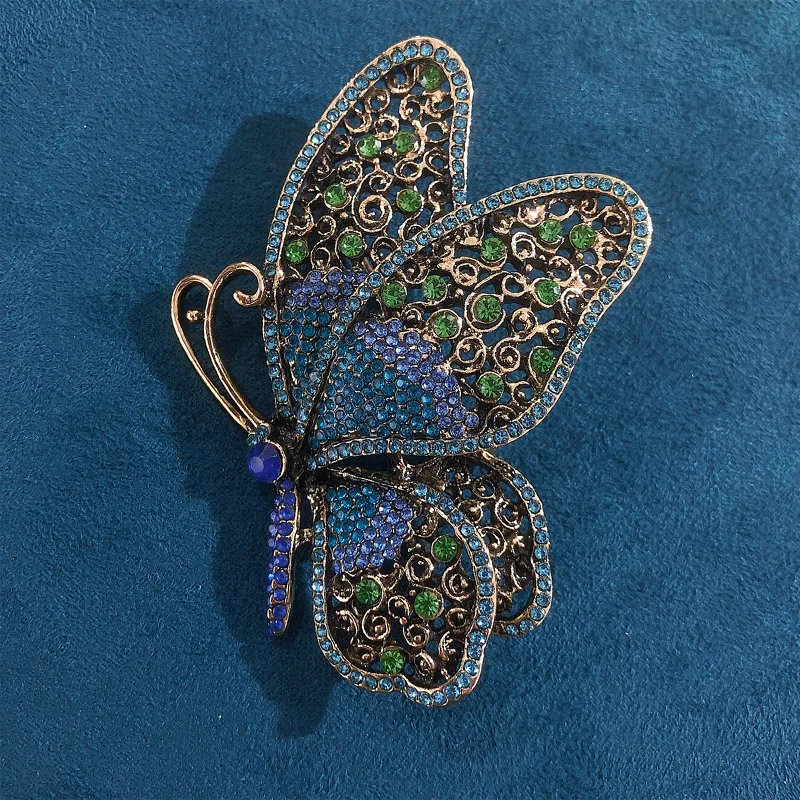 Muylinda Vintage Butterfly Rhinestone Brooch Big Insect Women Banquet Pins Clothes Jewelry Brooches And Pins Gift For Women