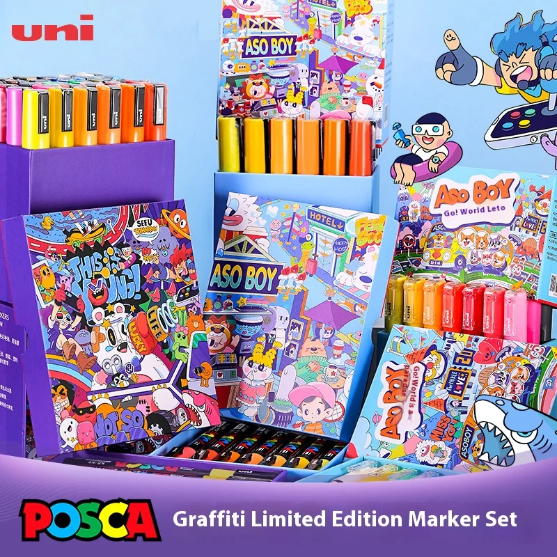 

Маркер UNI POSCA Graffiti Limited, 1 м/3 м/5 м/8 К (0,7-2,5 мм), маркеры акриловой краски на водной основе для рисования, посуды, поделок и знаков