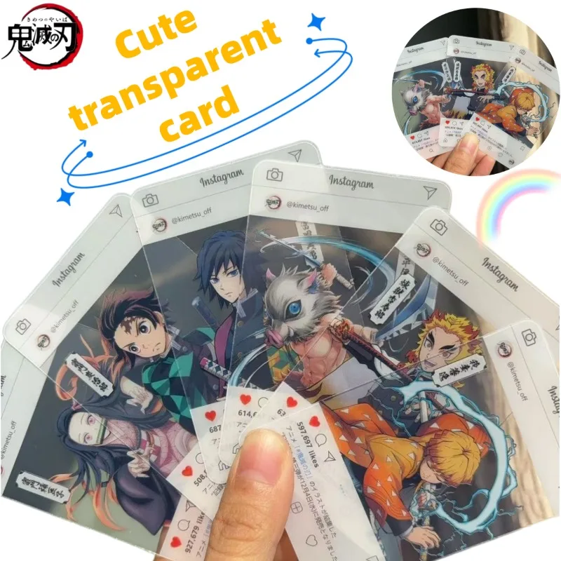 Demon Slayer Niedliche Cartoon-PVC-Transparentkarten, Tanjiro, Nezuko, Zenitsu, Tengen, Exquisite 3-Zoll Klare Sammelkarten