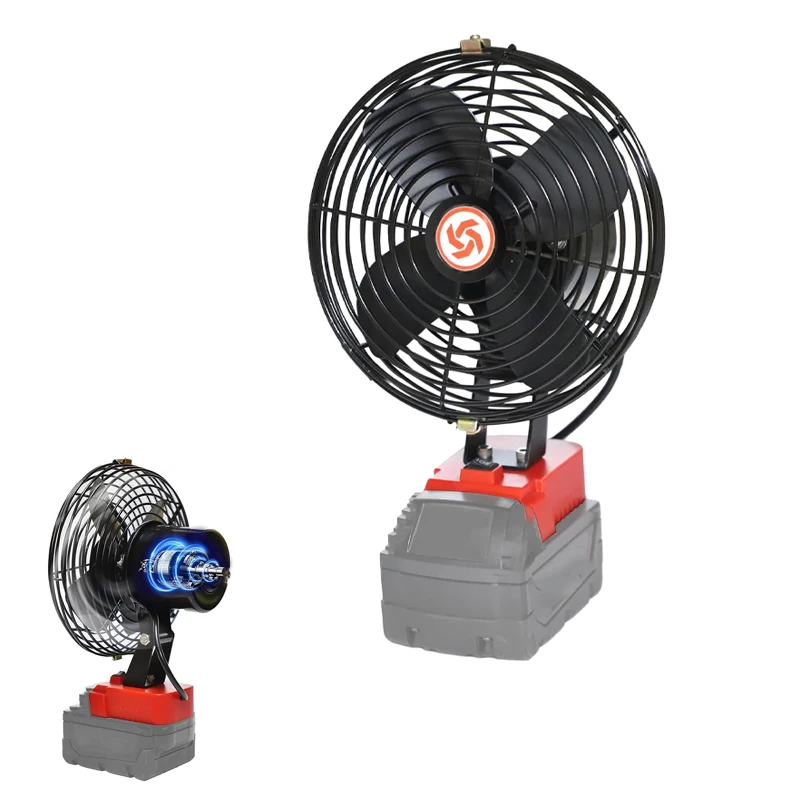 Cordless Jobsite Fan for Milwaukee 18V Battery, Portable Fan with 2 Speed & Adjustable Tilt for Travel, Camping, Workshop