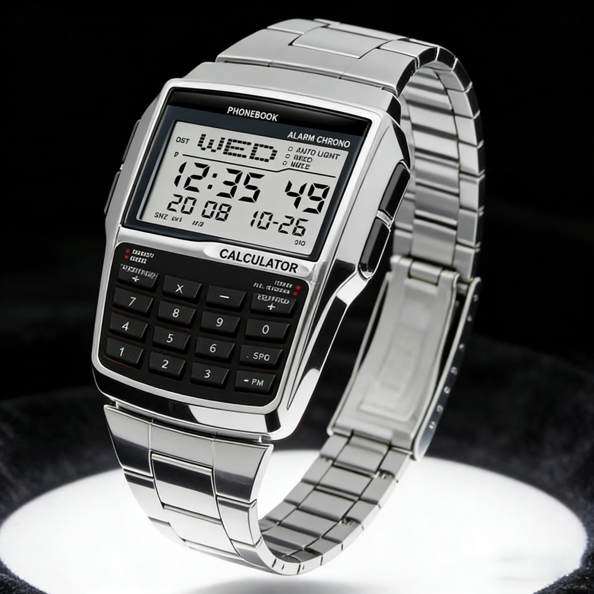 

2026 New Computer Style Men's Watch Stainless Steel Alloy Multifunctional Calculator Watch Top Luxury Men's Business Watch