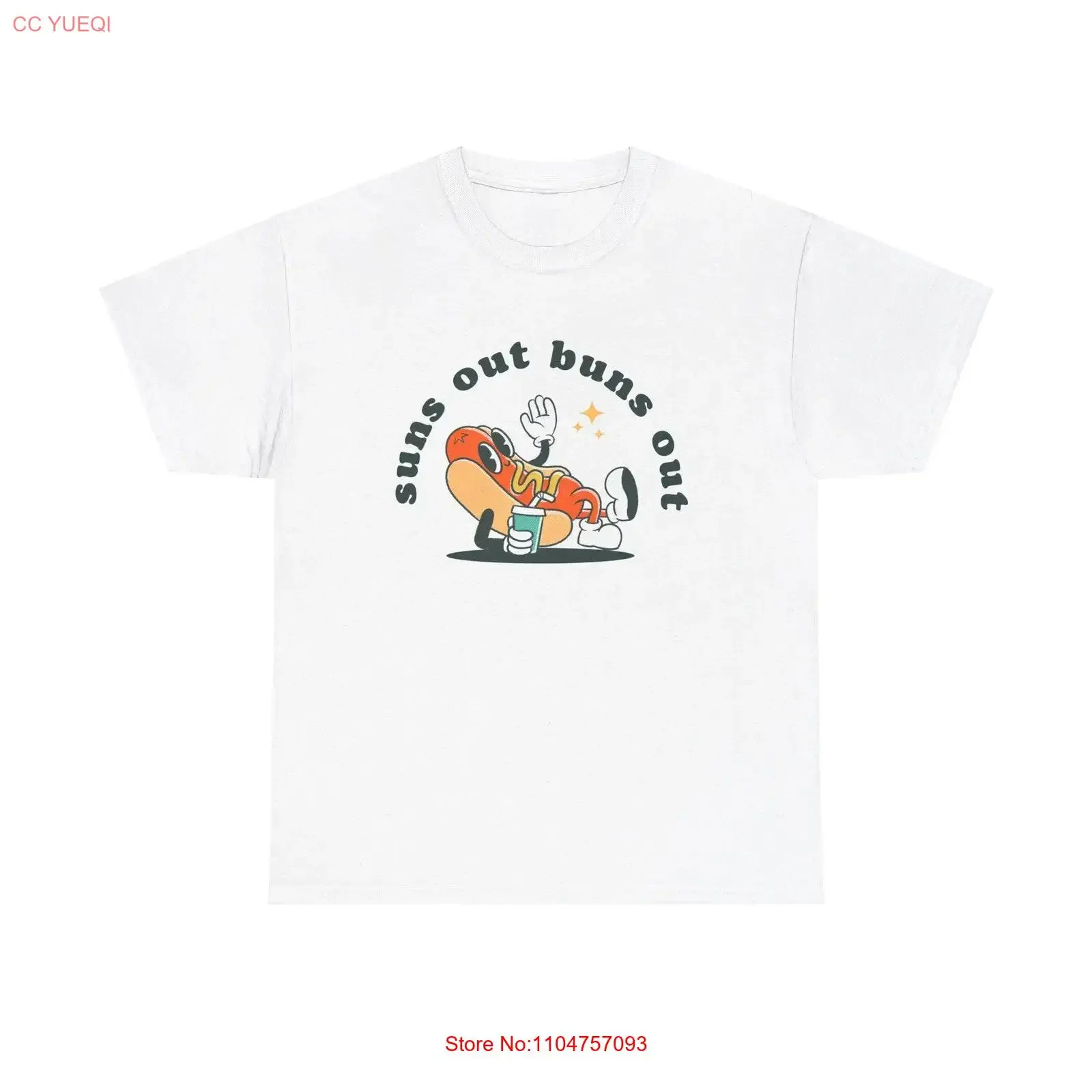 Funny Hot Dog T Shirt Suns Out Buns vintage Washed Slightly Unisex Stylish streetwear Stretched Casual Top For Everyday Wear